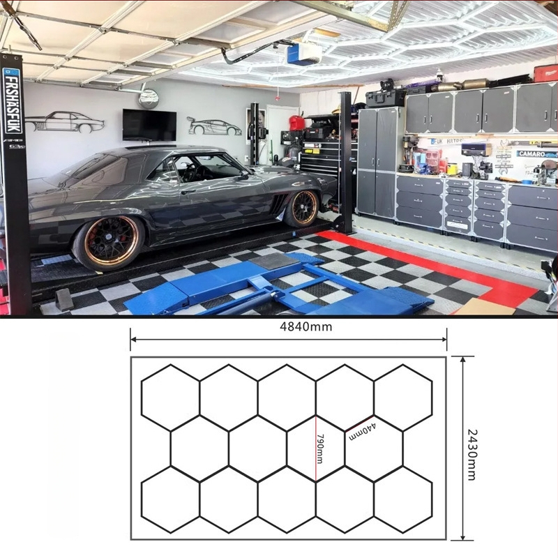 LED stropna svjetiljka s uzorkom saća, 85–265V, za detailing automobila, radionicu i autopraonicu
