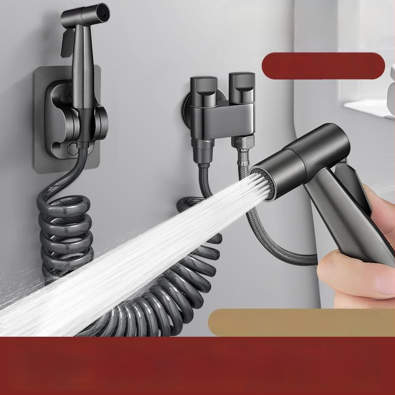 Set tuš-pištolj za WC s jednim ulazom i dva izlaza, pojačani dvostruki kontrolni kutni ventil, za kupaonicu