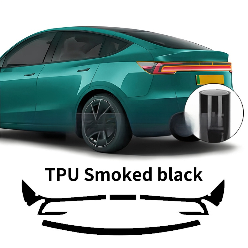 2025-ös Tesla Model Y-höz színváltós TPU hátsó lámpa fólia piros, sárga, kék és fehér színekben