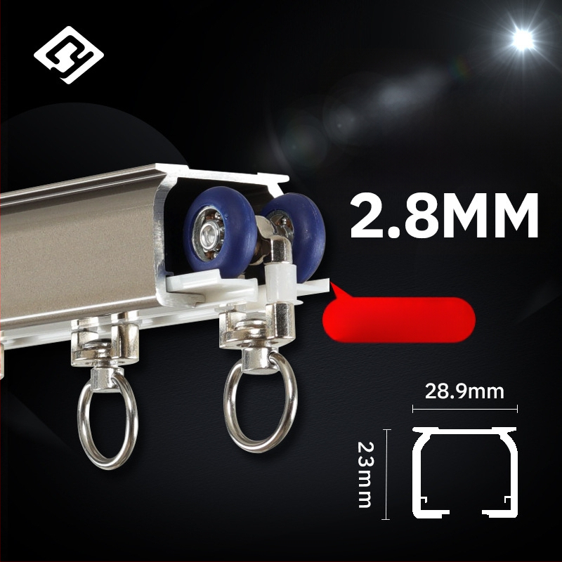 2,8 mm debela vodilica za zavjese, monorail i dvostruka tračnica, aluminijska legura, tih kotačić, dodaci za zavjese
