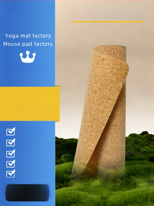 Joga podloga od kore i kaučuka, 2 mm debela, protivklizna, amortizira udarce, tih, prijenosna i sklopiva, profesionalna podloga za fitness za kućnu upotrebu, dimenzije 183 x 61 cm