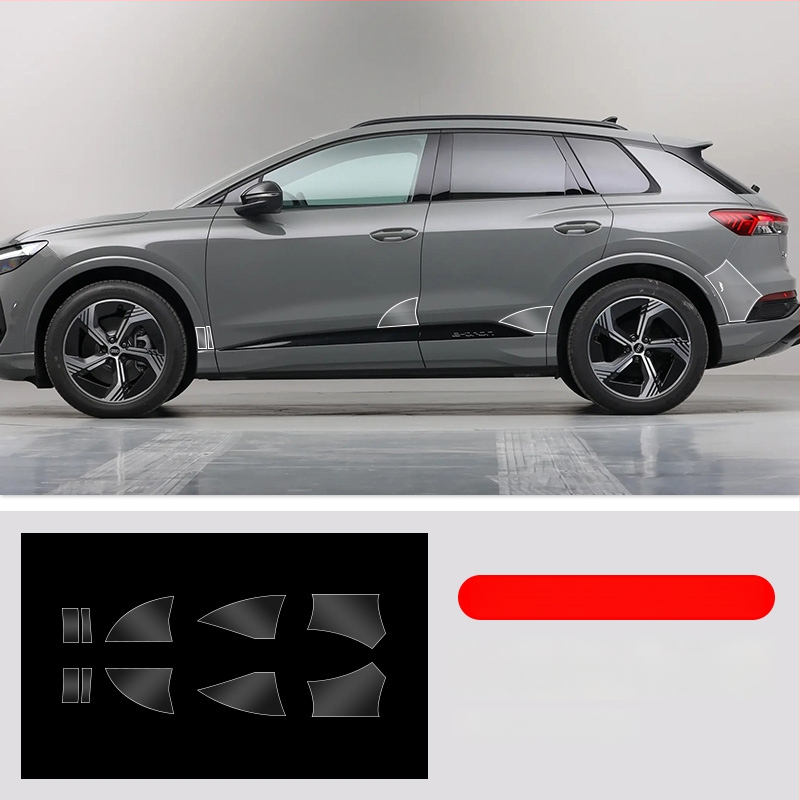 Film protector TPU transparent pentru colțurile ușilor față și spate și pentru pragurile laterale Audi Q4 e-tron