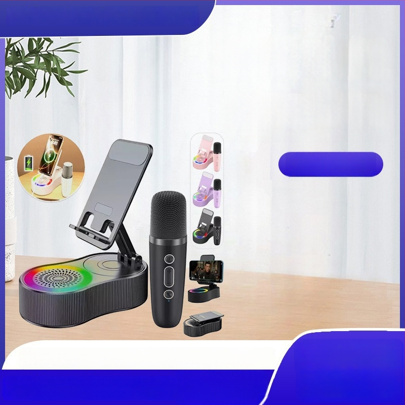 Prijenosni Bluetooth zvučnik s 5-u-1 karaoke Power Bank, RGB svjetlom i držačem za mobitel