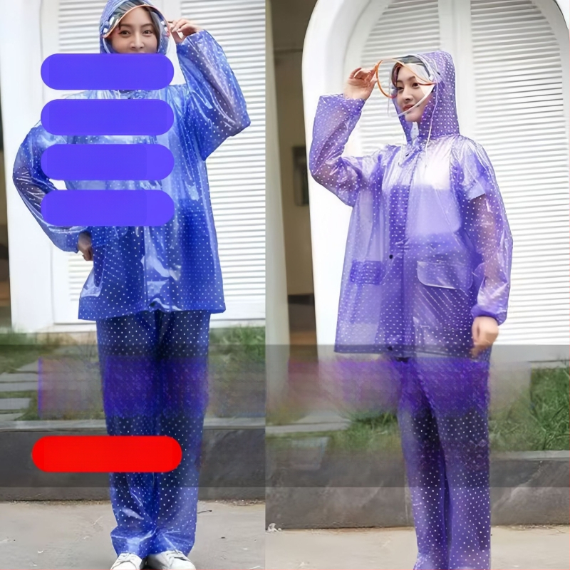 Set od PVC kišne jakne i hlača, toplinski zavareni šavovi, dvodijelni, unisex, za odraslu osobu, potpuna zaštita od kiše