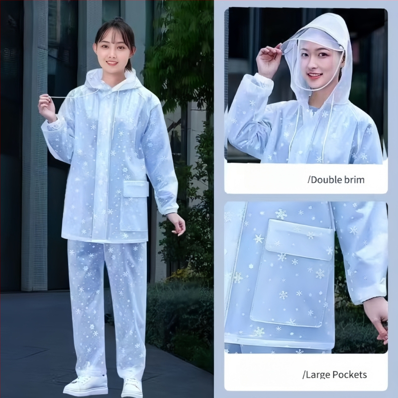 Set od PVC kišne jakne i hlača, toplinski zavareni šavovi, dvodijelni, unisex, za odraslu osobu, potpuna zaštita od kiše