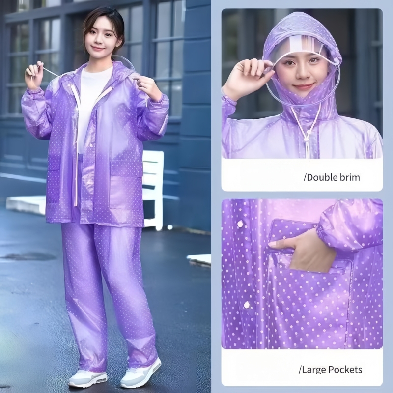 Set od PVC kišne jakne i hlača, toplinski zavareni šavovi, dvodijelni, unisex, za odraslu osobu, potpuna zaštita od kiše