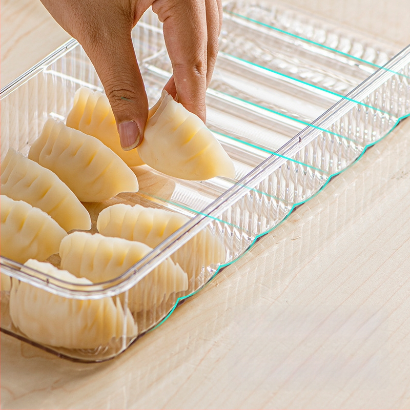 Élelmiszer-minőségű műanyag dumpling doboz, légmentesen záró, fagyasztáshoz, otthoni konyhában