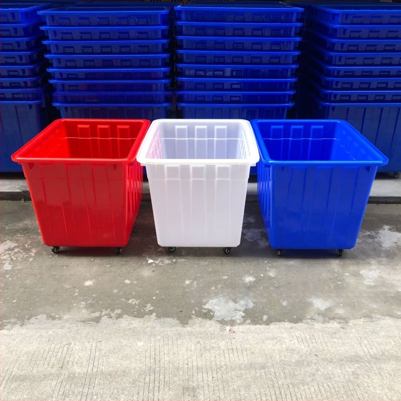 Visokoučinkovita plastična kutija za skladištenje, sortiranje i transport u industriji, 400 L, HDPE spremnik za vodu