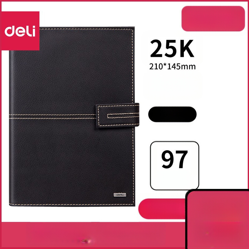 Deli 3158 poslovni bilježnica s kožnim uvezom i odvojivim listovima, formata 25K