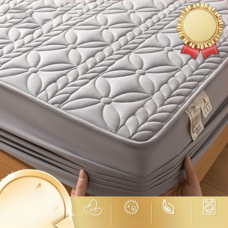 LIFE HOME napínacia plachta s gumou | prešívaná (quilting), digitálna tlač, materiál: prané vlákna, vzor: jednobarevný/ kvety, moderný minimalistický štýl