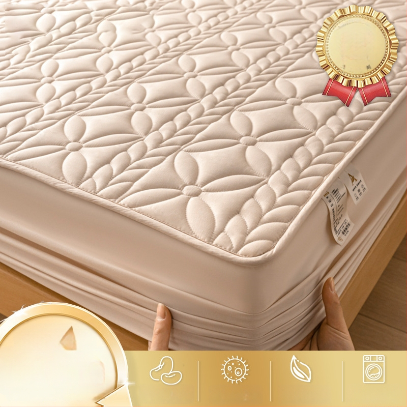 LIFE HOME napínacia plachta s gumou | prešívaná (quilting), digitálna tlač, materiál: prané vlákna, vzor: jednobarevný/ kvety, moderný minimalistický štýl