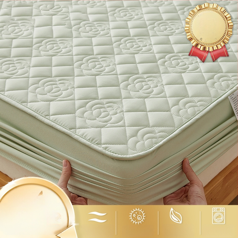 LIFE HOME napínacia plachta s gumou | prešívaná (quilting), digitálna tlač, materiál: prané vlákna, vzor: jednobarevný/ kvety, moderný minimalistický štýl