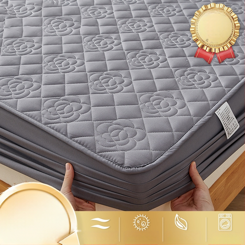 LIFE HOME napínacia plachta s gumou | prešívaná (quilting), digitálna tlač, materiál: prané vlákna, vzor: jednobarevný/ kvety, moderný minimalistický štýl