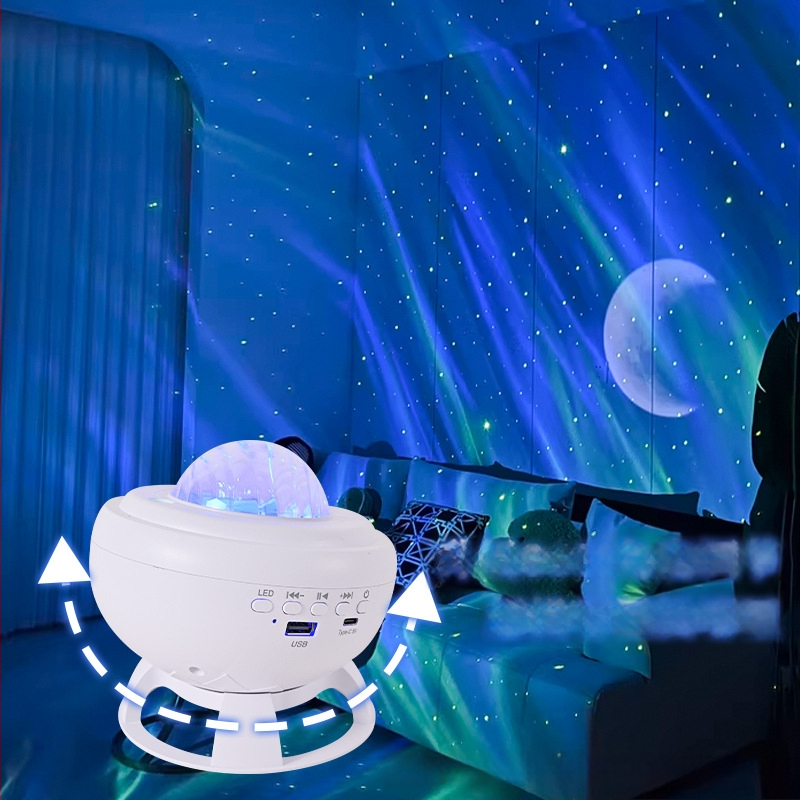 Projektor aurora borealis sa zvjezdanim nebom, laserskim učinkom, mjesecom, Bluetooth zvučnikom, punjiva verzija