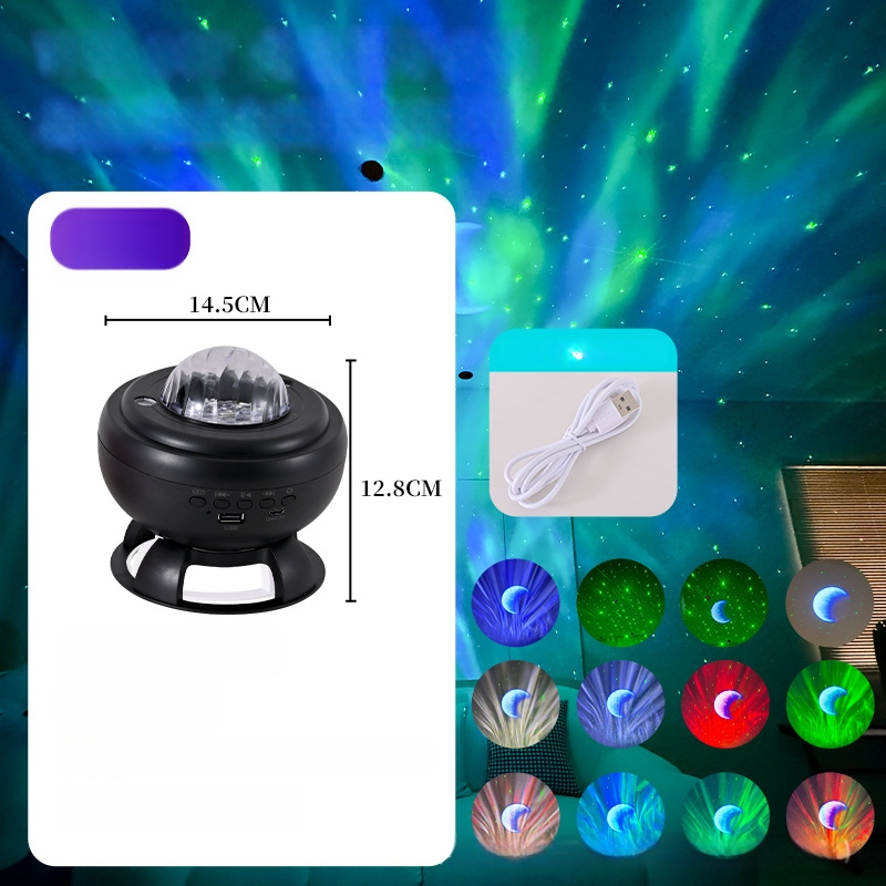 Projektor aurora borealis sa zvjezdanim nebom, laserskim učinkom, mjesecom, Bluetooth zvučnikom, punjiva verzija