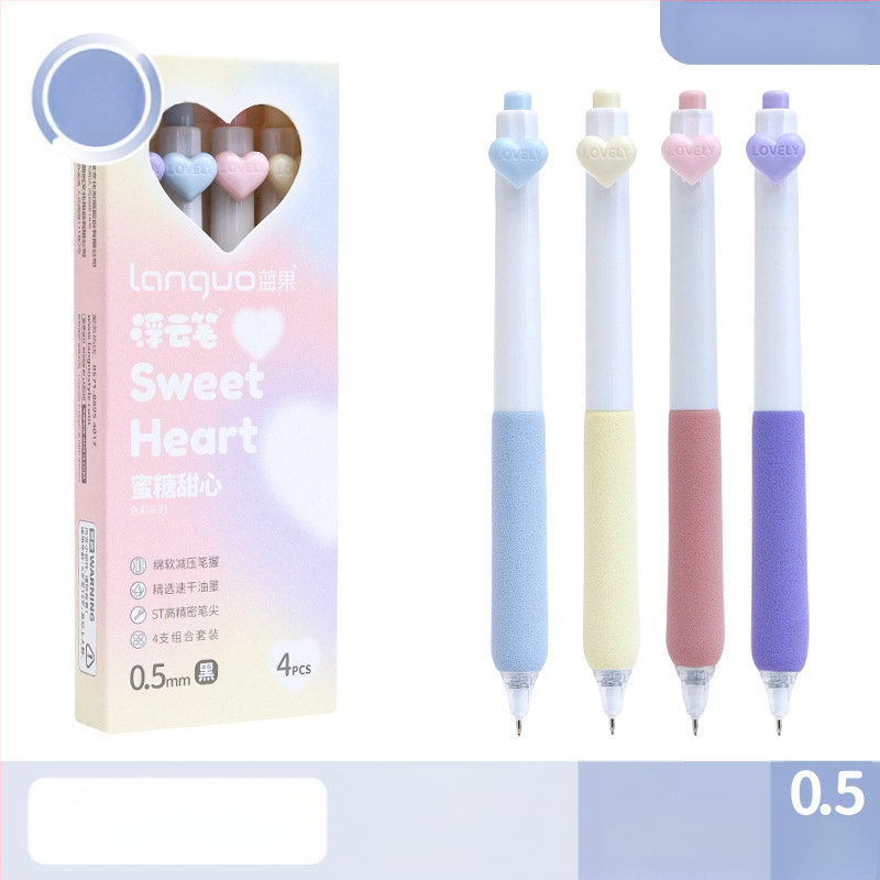 Pix gel Blue Fruit cu vârf ST, mâner moale, închidere prin clic, carcasă din plastic