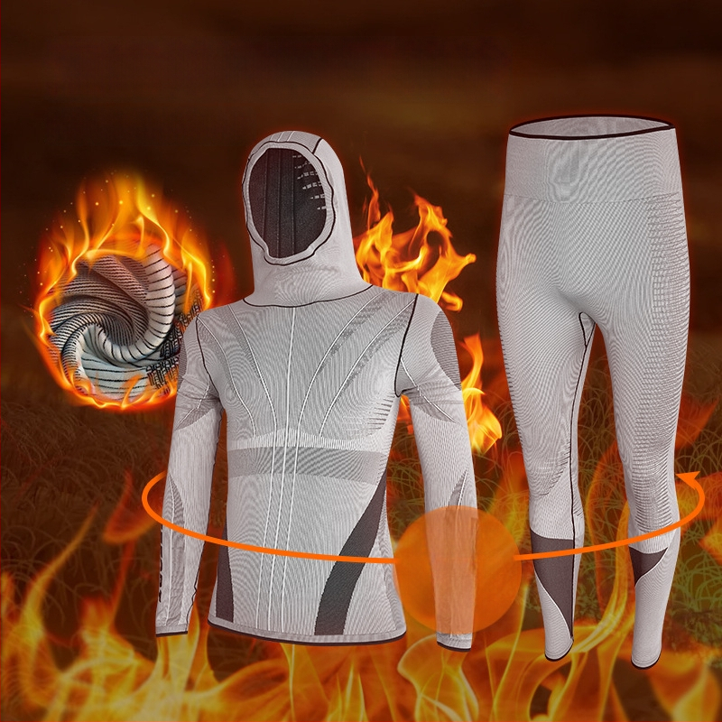 Unisex skijaški set s kapuljačom: brzo sušeći gornji dio i hlače za vanjske sportove, odvlačenje vlage, kompresijski temeljni sloj
