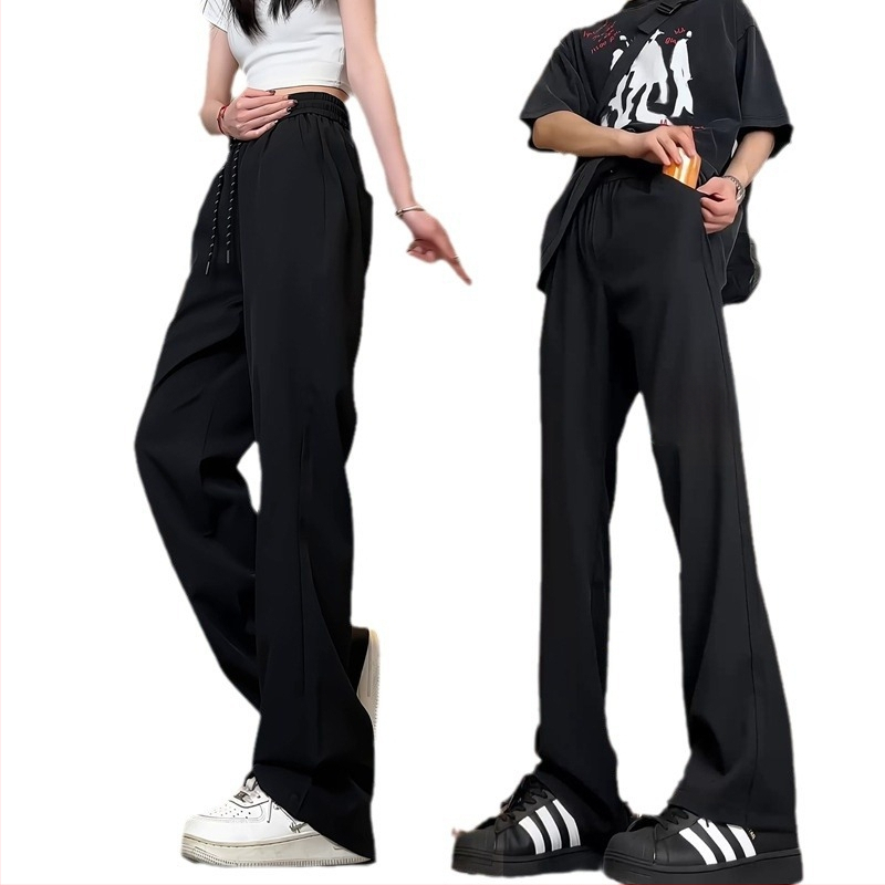 Ljetne Ice Silk hlače, unisex, prozračne, brzo sušeće, tanke, crne sportsko-ležerne hlače