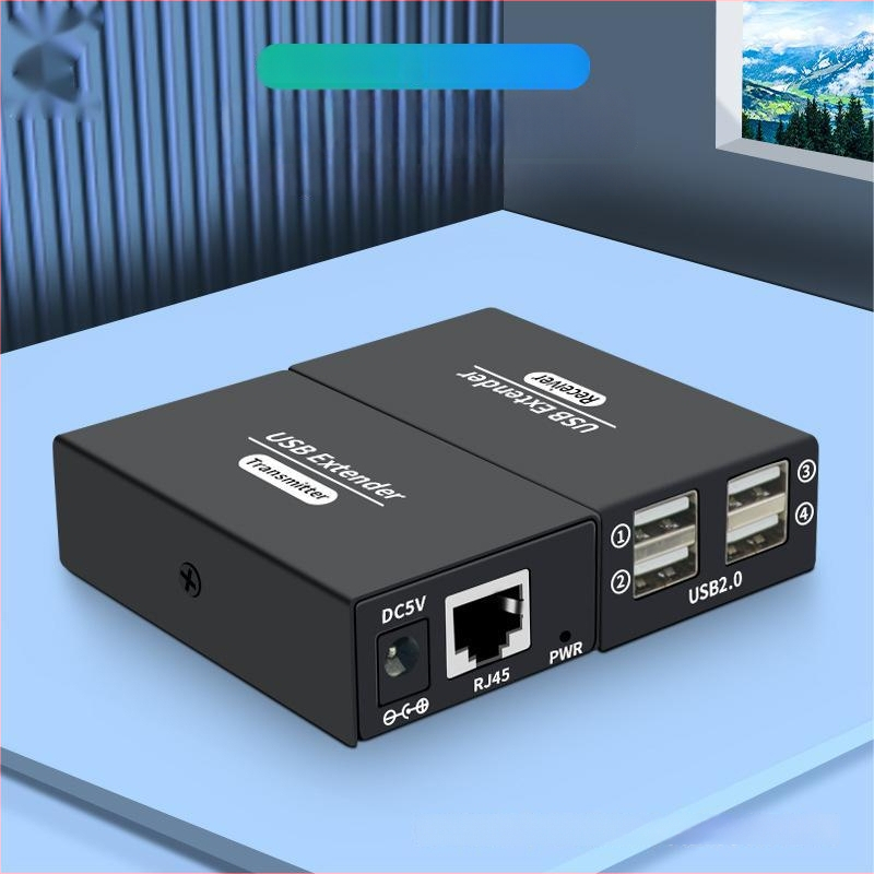 USB 2.0 extender 120 m, s 4-portnim USB hubom, USB na RJ45, za nadzor računala i proširenje miša putem jednog RJ45 kabela