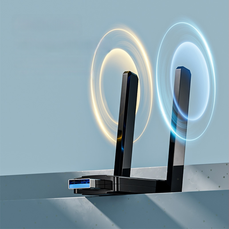 USB bežična mrežna kartica 2,4 GHz/5 GHz dvoband Wi-Fi prijemnik s pojačalom, 1300 Mbps, bez upravljačkog programa