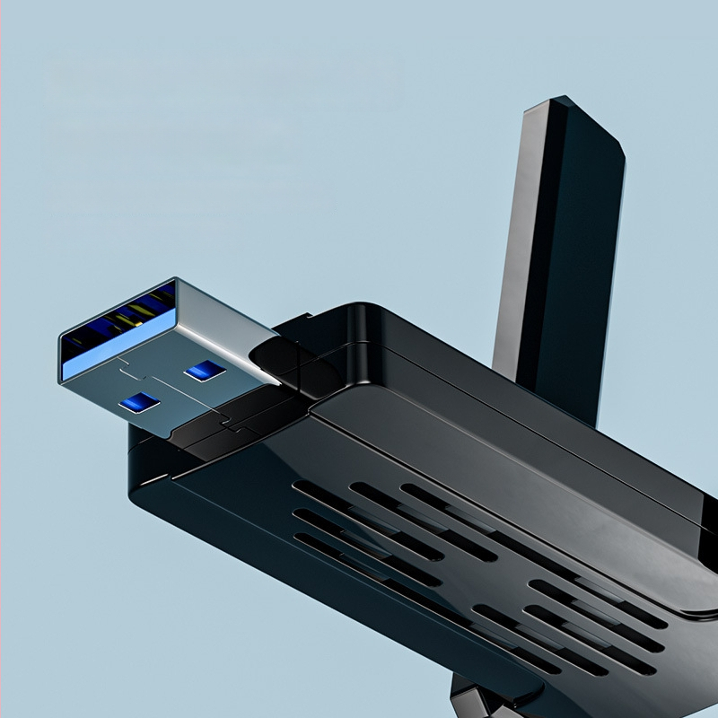 USB bežična mrežna kartica 2,4 GHz/5 GHz dvoband Wi-Fi prijemnik s pojačalom, 1300 Mbps, bez upravljačkog programa