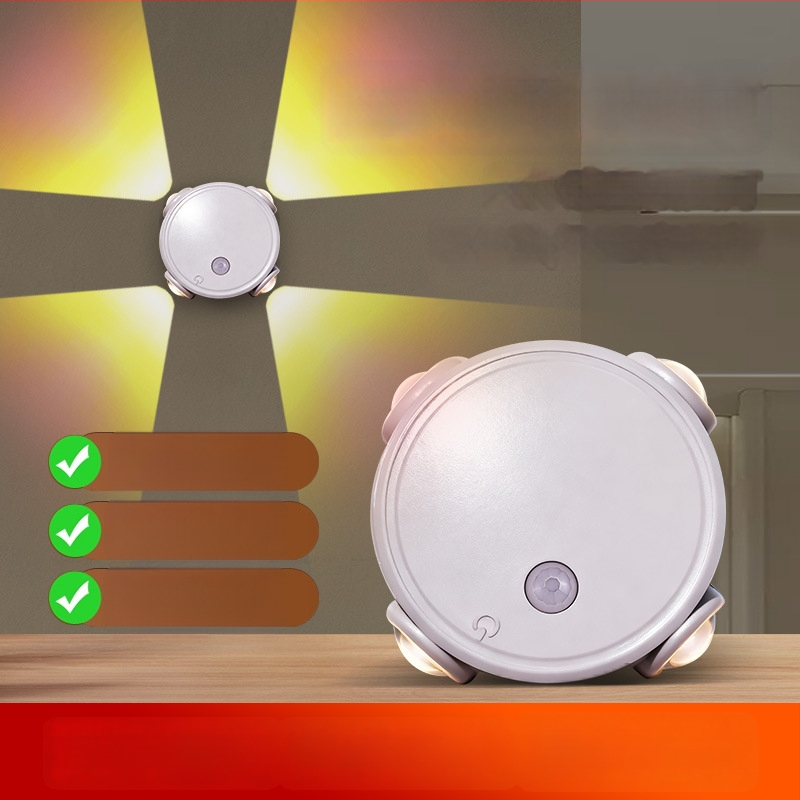 Četveroočna lampa s senzorom pokreta u obliku mačjih očiju — ambijentalna zidna svjetiljka, noćna lampica na noćnom stoliću, projekcijski spot