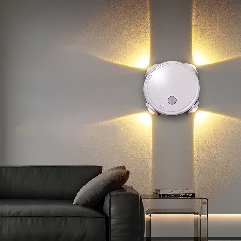 Četveroočna lampa s senzorom pokreta u obliku mačjih očiju — ambijentalna zidna svjetiljka, noćna lampica na noćnom stoliću, projekcijski spot