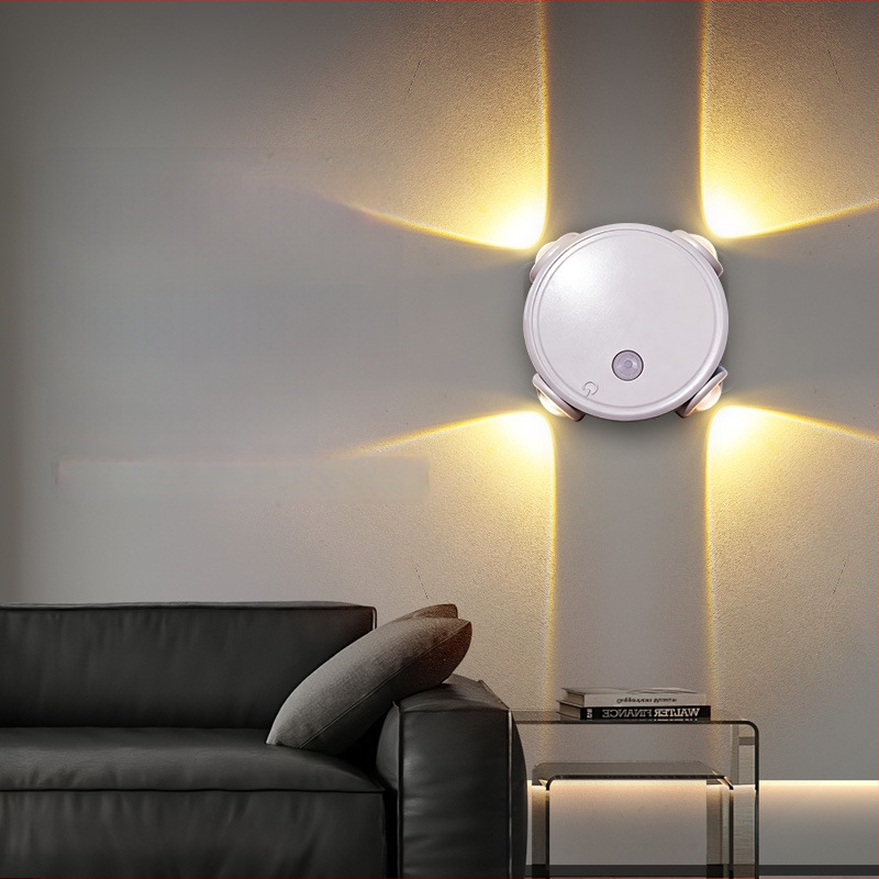 Četveroočna lampa s senzorom pokreta u obliku mačjih očiju — ambijentalna zidna svjetiljka, noćna lampica na noćnom stoliću, projekcijski spot