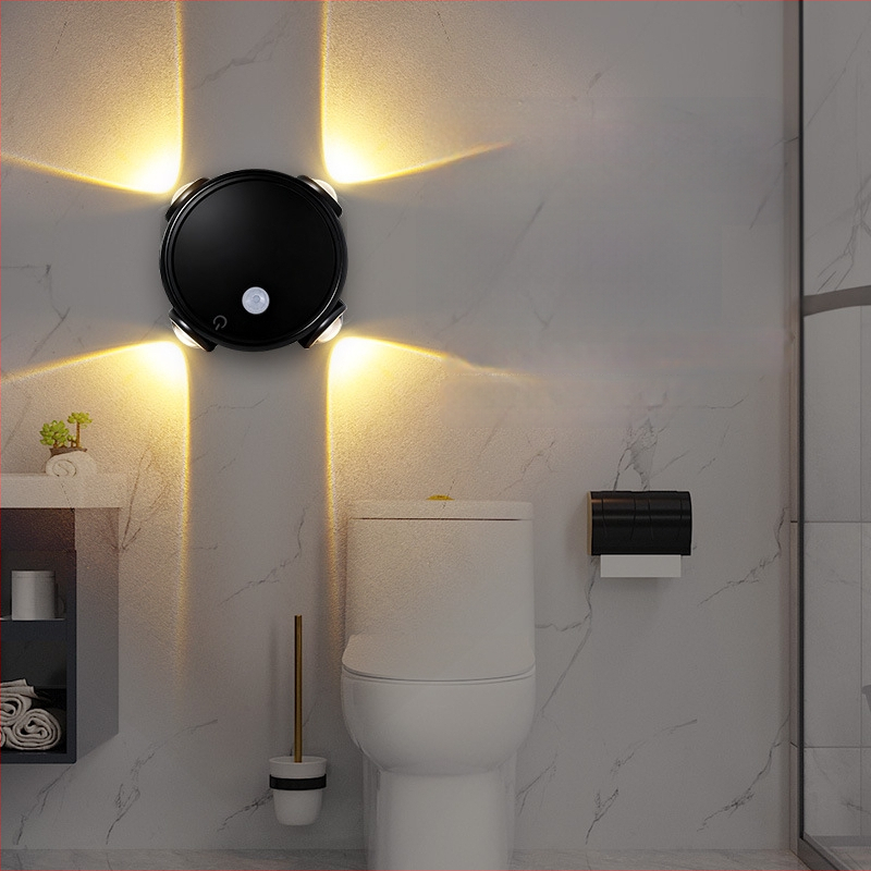 Četveroočna lampa s senzorom pokreta u obliku mačjih očiju — ambijentalna zidna svjetiljka, noćna lampica na noćnom stoliću, projekcijski spot