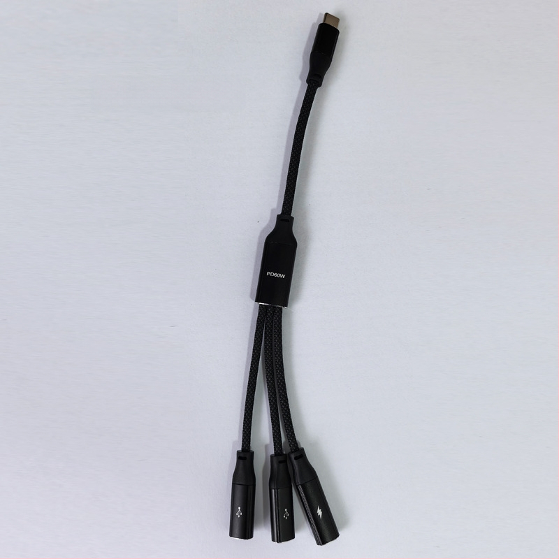 USB-C 3-port OTG rozdeľovač pre dokovaciu stanicu, 60W PD rýchle nabíjanie a prenos dát