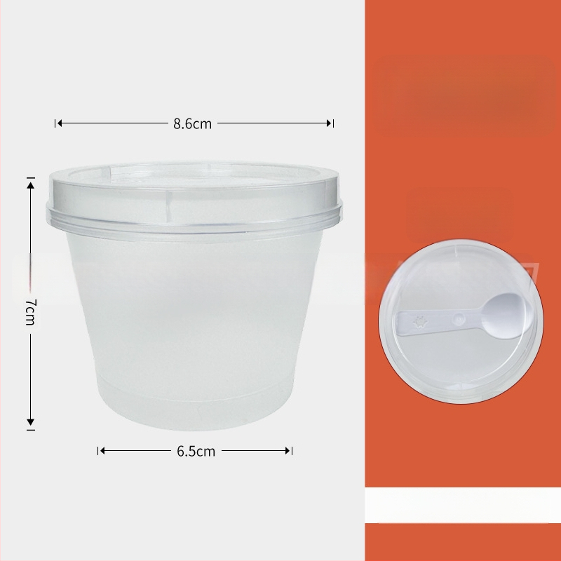 Cupă transparentă din plastic de unică folosință cu capac, PP plastic, serigrafie logo