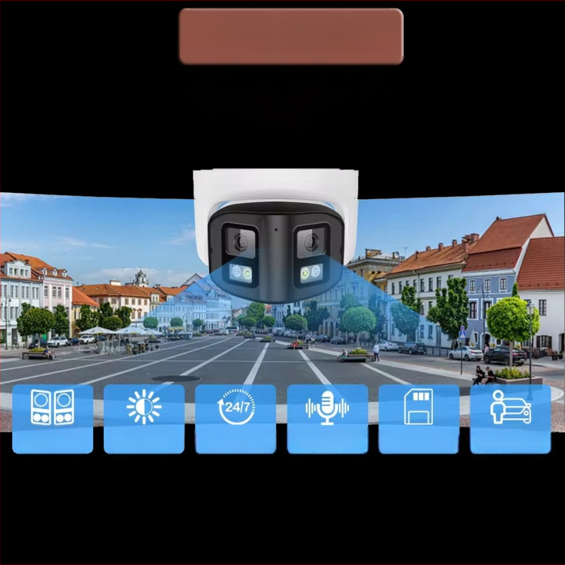 4K daljinska dvostruka panoramska IP kamera s PoE, noćni vid, za unutarnju i vanjsku upotrebu