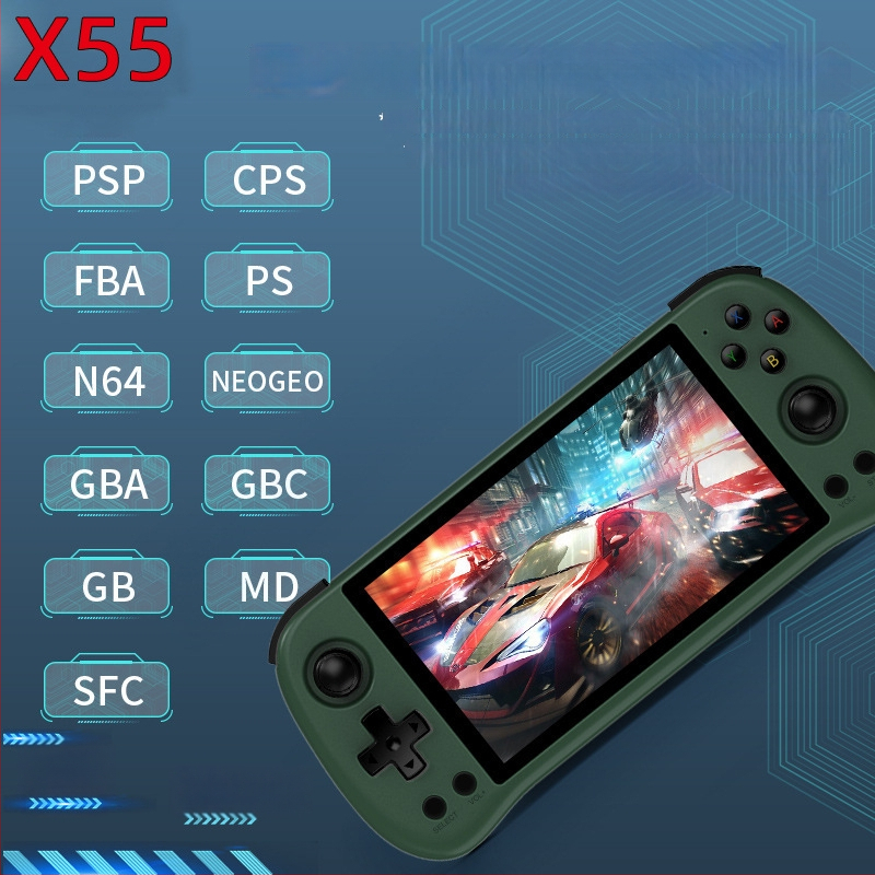 X55 međunarodna prijenosna igraća konzola, 5,5-inčni IPS HD zaslon, PSP arkadna ručna konzola s operativnim sustavom otvorenog koda