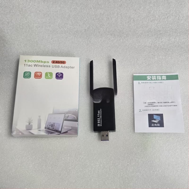 Dvopojasni 5GHz USB bežični mrežni adapter za desktop računalo, 1300 Mbps, bez upravljačkog programa