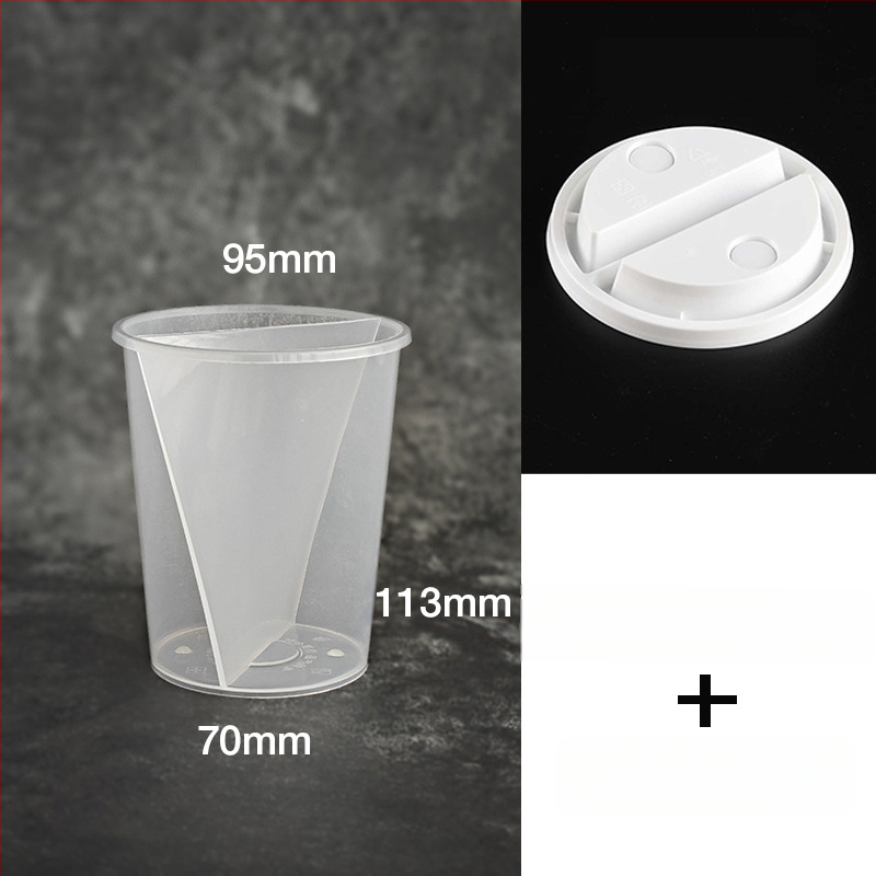 Jednokratna čaša za čaj s mlijekom, debela, injekcijski oblikovana plastika, S-oblik Yin‑Yang dizajn, zapremina 501–600 ml
