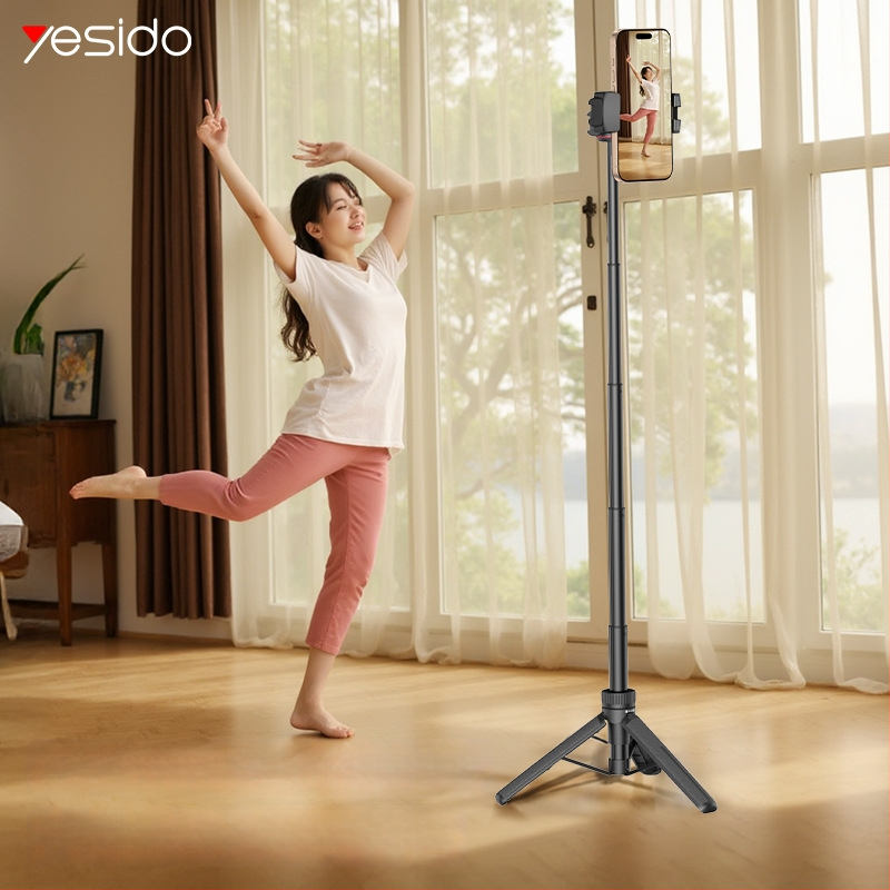 Yesido Selfie Stick Tripod s stabilizacijom slike; materijal PA6 + TPR + aluminijska legura; Bluetooth: Nije podržano