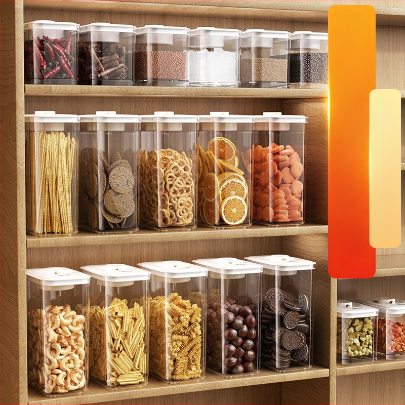 Vakuumski zatvoreni plastični spremnik za žitarice, sušenu koru mandarine, začine, rezance i grickalice — četvrtastog oblika, kapaciteta 2,1–3 L