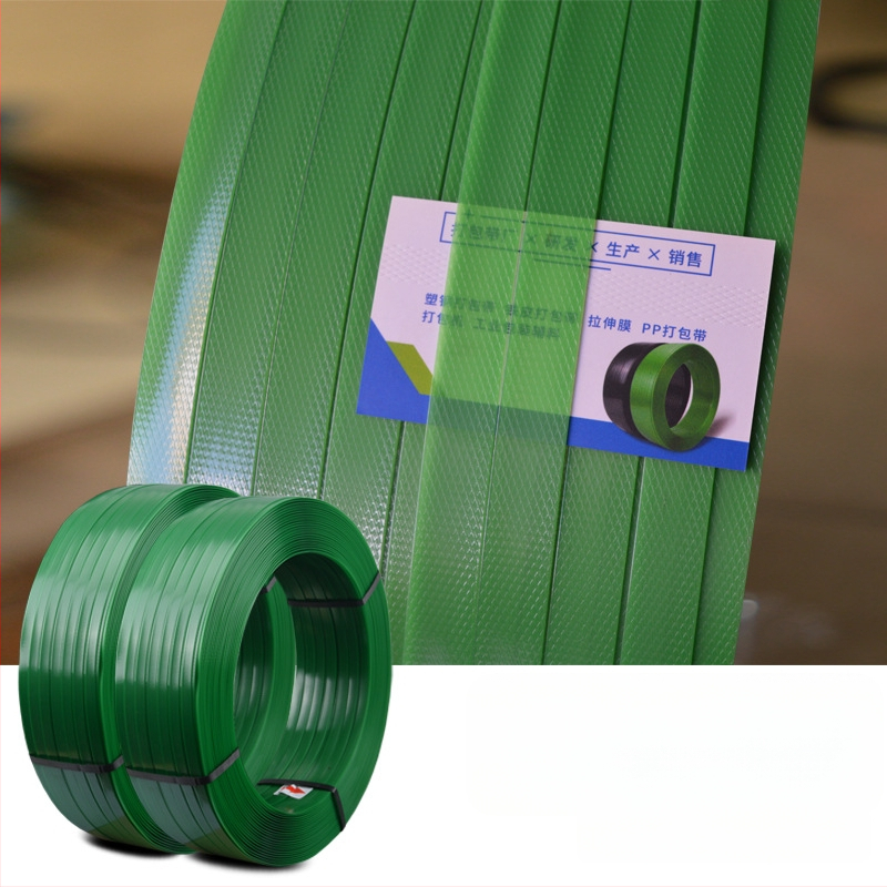 PET plastično-čelični trak za pakiranje, širina 16 mm, debljina 1,0 mm, zelena/crna, model 1608, snaga rastezanja 6400 N