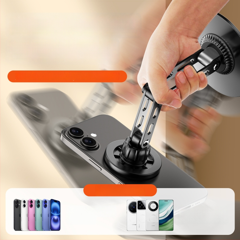 Suport de telefon magnetic pentru birou, metalic, rotativ, reglaj pe trei axe pentru streaming live și vizionarea videoclipurilor