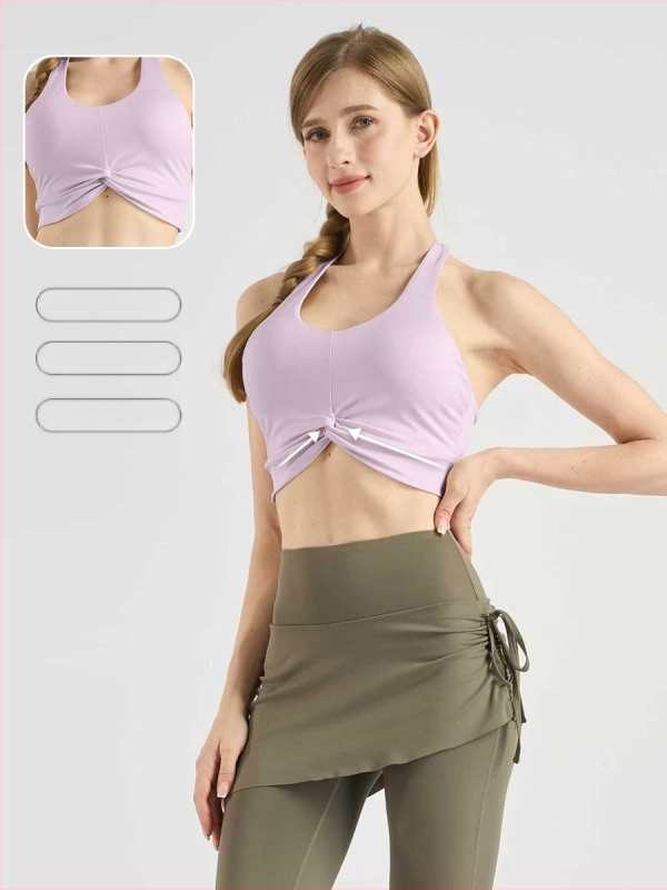 Ženski halter-top za jogu, brzo sušeći materijal, umetci za grudi, otvoren leđa
