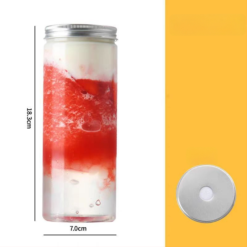 Jednokratna čaša za mliječni čaj 500 ml s poklopcem, PET boca za napitke i boca za sok, aluminijska kapa i slamka