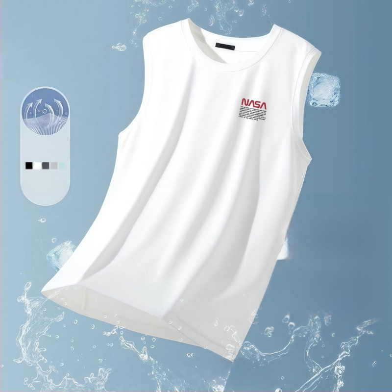 Muško prozračna bezrukavna majica od ice silk, ljetna, velika veličina, za vježbanje