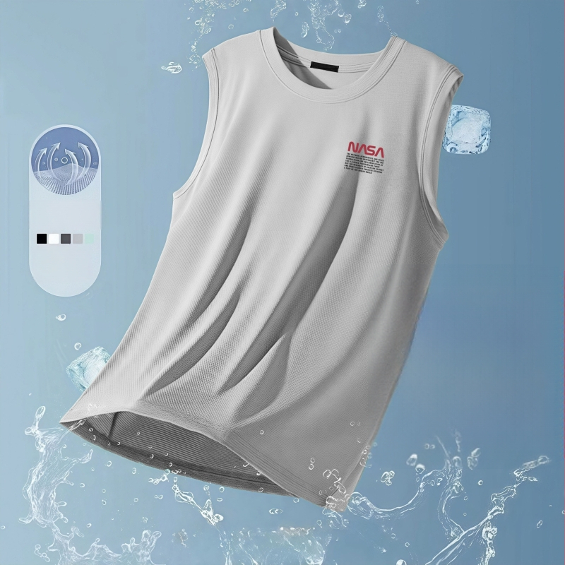 Muško prozračna bezrukavna majica od ice silk, ljetna, velika veličina, za vježbanje