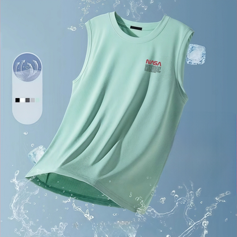 Muško prozračna bezrukavna majica od ice silk, ljetna, velika veličina, za vježbanje
