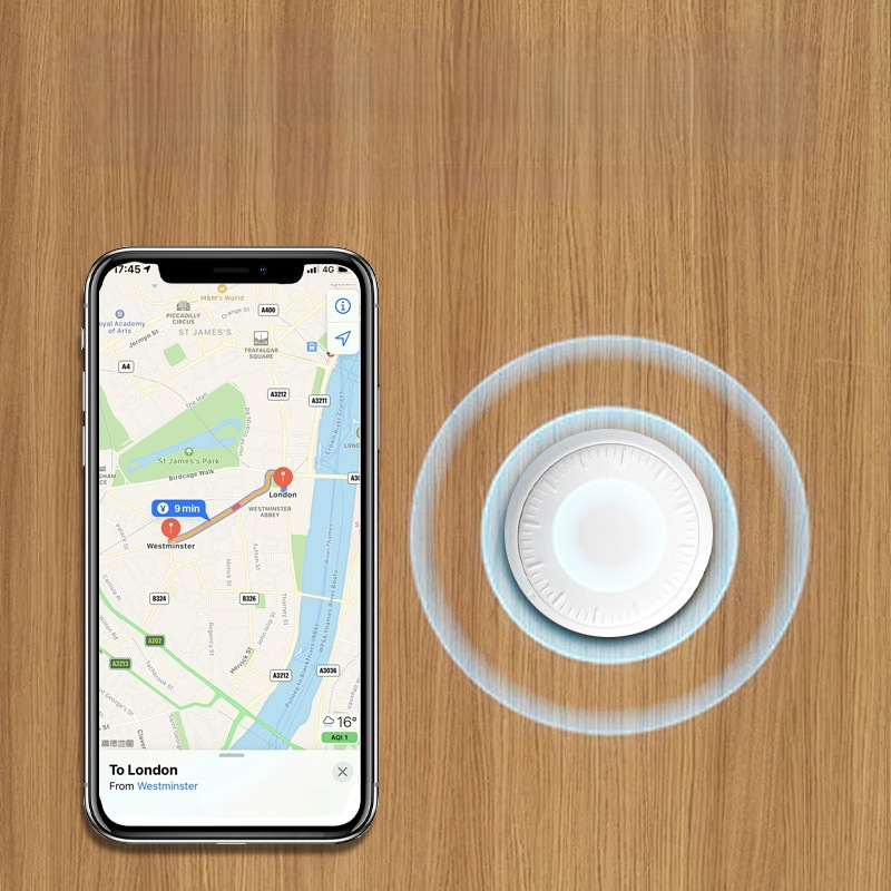 AirTag Bluetooth nyomkövető eszköz állatok számára, modell C281, 210 mAh akkumulátor, 7 g tömeg, iOS-kompatibilis, nyomkövetés és riasztás