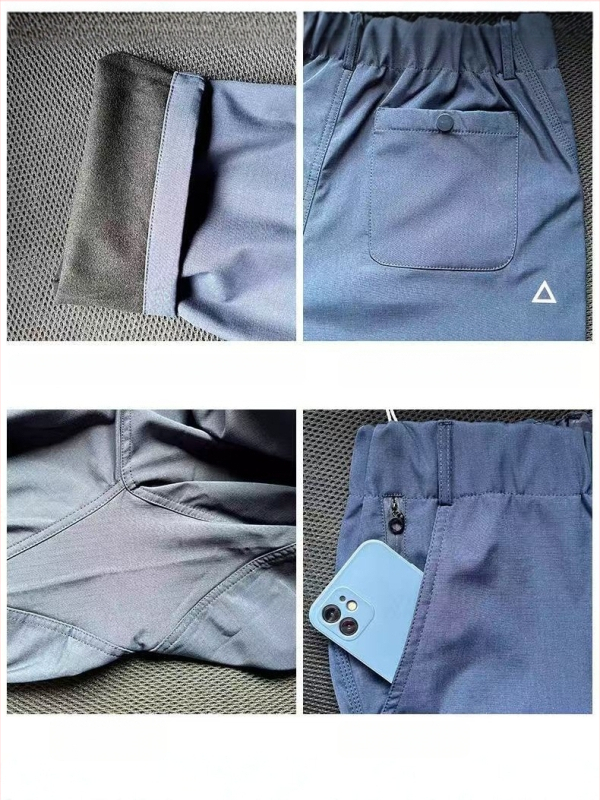 Muške hlače za outdoor s flis podstavom, tople i udobne, novi jesensko-zimski stil, cargo hlače s 3D trokutnim logom, ravni kroj