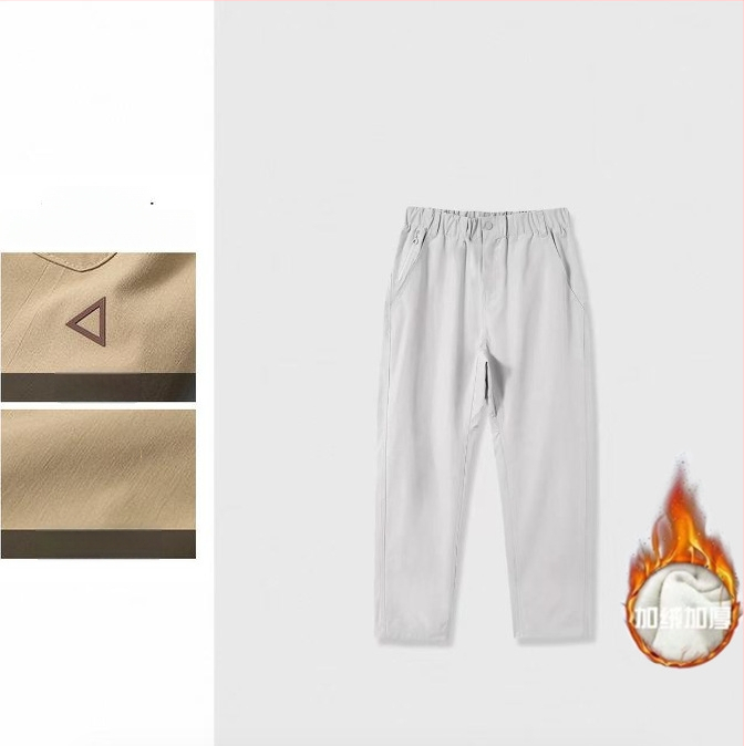 Muške hlače za outdoor s flis podstavom, tople i udobne, novi jesensko-zimski stil, cargo hlače s 3D trokutnim logom, ravni kroj