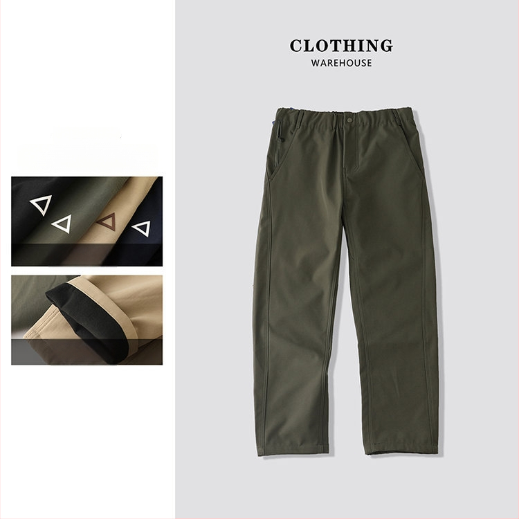 Muške hlače za outdoor s flis podstavom, tople i udobne, novi jesensko-zimski stil, cargo hlače s 3D trokutnim logom, ravni kroj