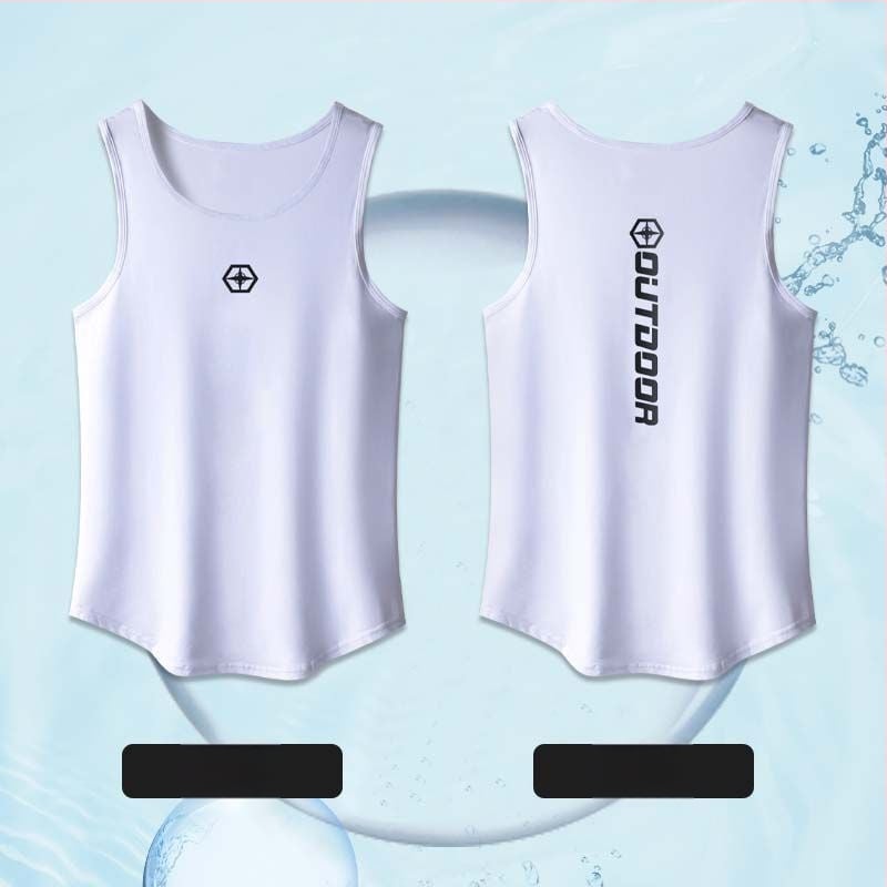 Muški fitness set: top bez rukava i šortsi, brzo suši, prozračan Ice Silk materijal, za ljeto, košarku i trčanje (izgled dvodijelnog seta)