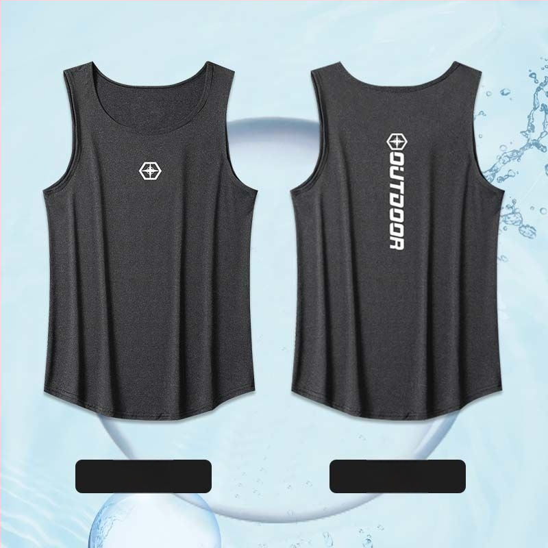 Muški fitness set: top bez rukava i šortsi, brzo suši, prozračan Ice Silk materijal, za ljeto, košarku i trčanje (izgled dvodijelnog seta)